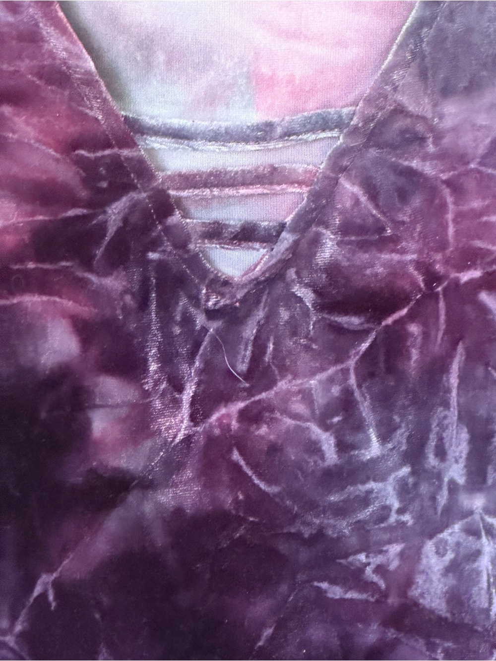 Women’s Purple Tie-Dye Crushed Velvet Cold-Shoulder Top - Picture 6 of 15